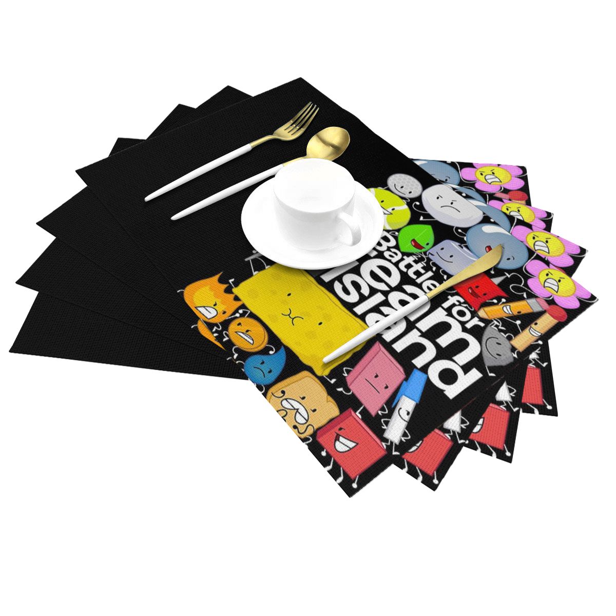 BFDI Poster Black Placemat Beautiful Match with Dark Wood Table Suitable for Barbecue Washable 1 - BFDI Plush