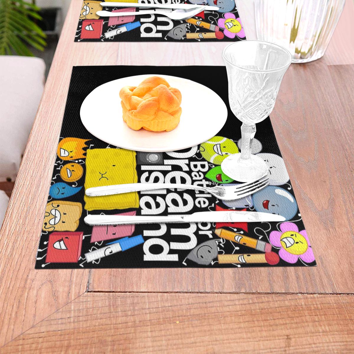 BFDI Poster Black Placemat Beautiful Match with Dark Wood Table Suitable for Barbecue Washable 4 - BFDI Plush