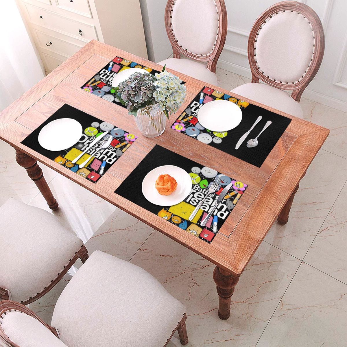 BFDI Poster Black Placemat Beautiful Match with Dark Wood Table Suitable for Barbecue Washable 5 - BFDI Plush
