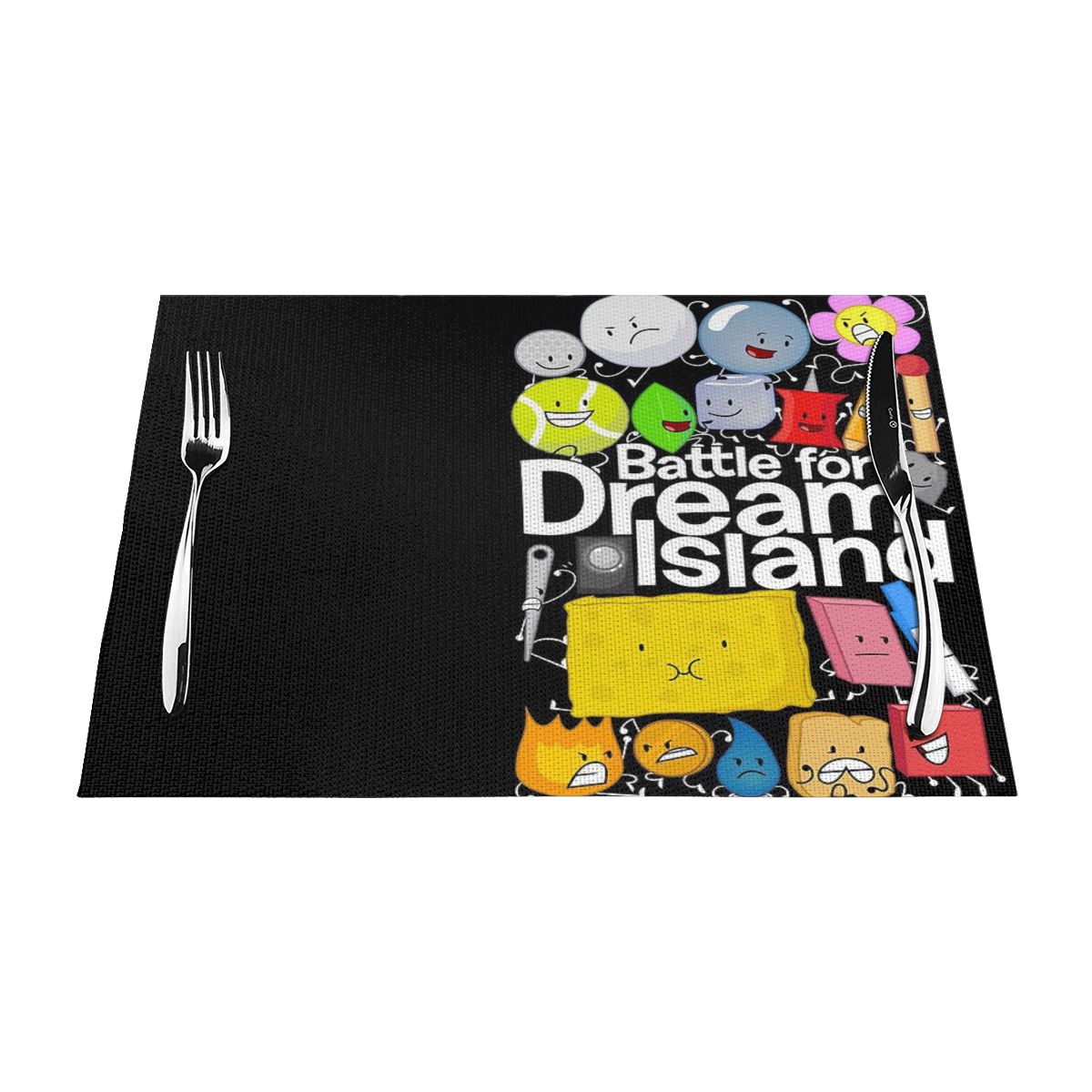 BFDI Poster Black Placemat Beautiful Match with Dark Wood Table Suitable for Barbecue Washable - BFDI Plush