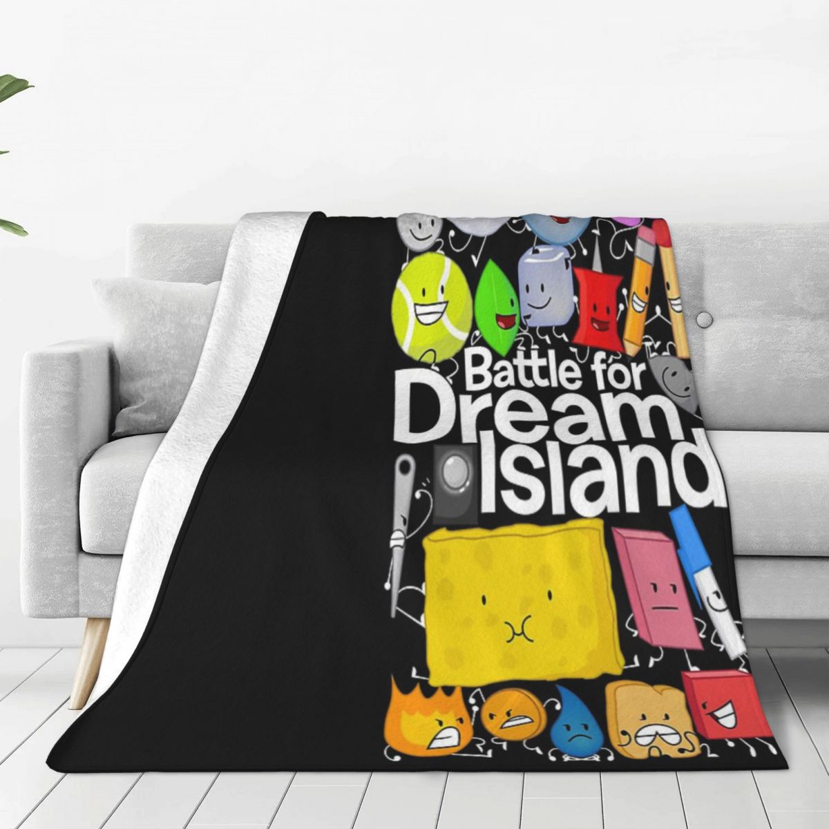 BFDI Poster Black Throw Blanket Blanket Personalized WarmBedroom Multi Style 1 - BFDI Plush