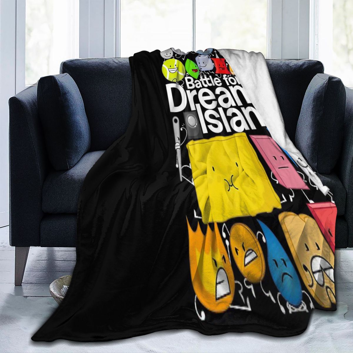 BFDI Poster Black Throw Blanket Blanket Personalized WarmBedroom Multi Style - BFDI Plush